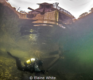 Diver in the shallows beneath the boat house, Eccleston D... by Elaine White 